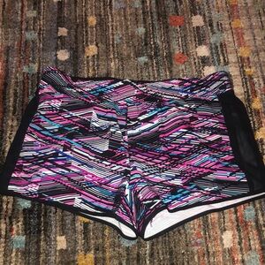 Fabletics Pink and Blue Athletic Shorts with Dynamic Design